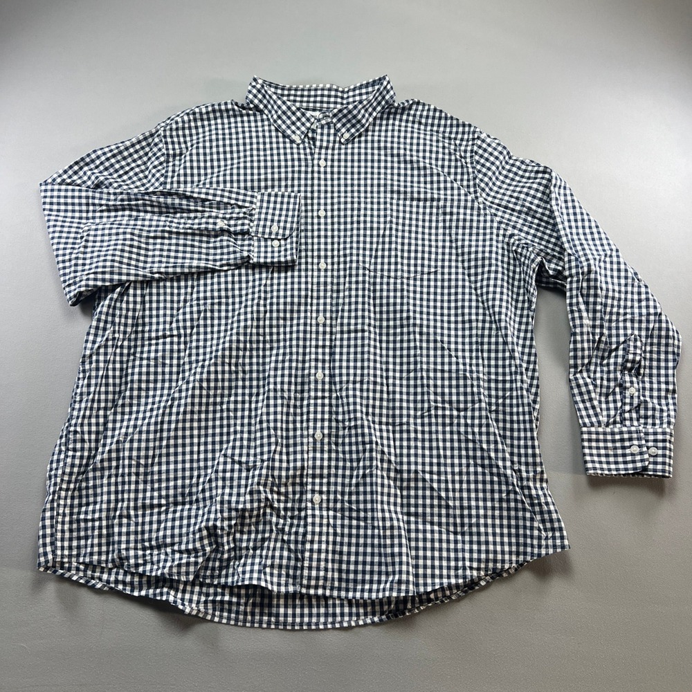 Sonoma Shirt Mens 4XB Blue White Gingham Check Back Yoke Button Down Casual